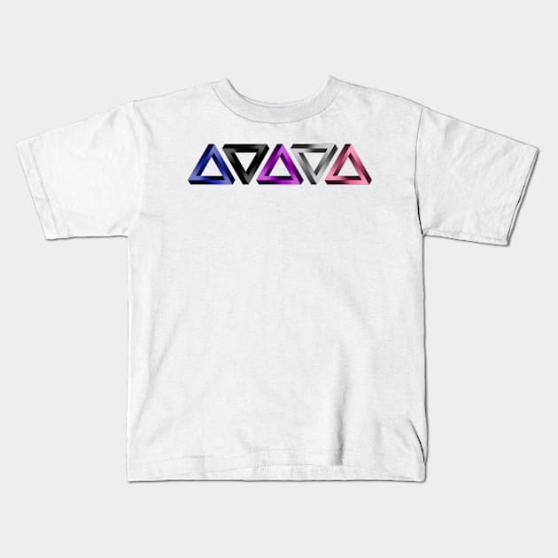 Gender Fluid Pride Flag Colored Twisted Triangles Optical Illusions Kids T-Shirt by LiveLoudGraphics